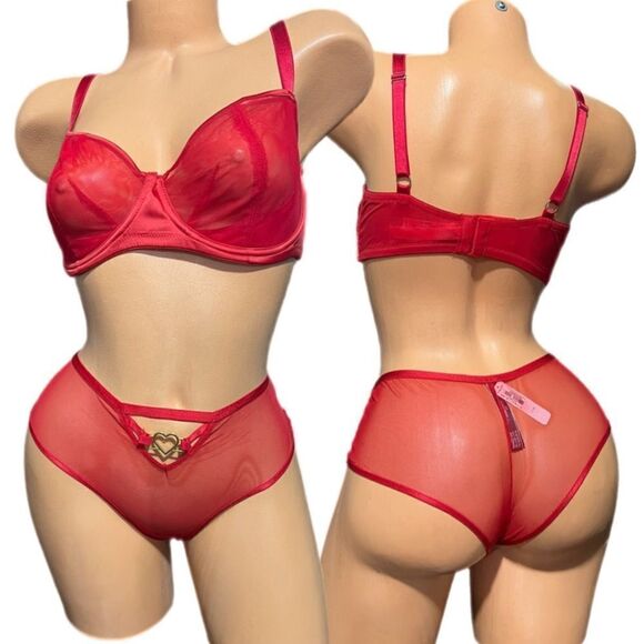 Victorias Secret Dream Angels Push up without Padding Mesh bra & panty 34DD / S - Picture 2 of 11